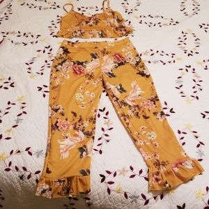 Mustard floral print co-ord set